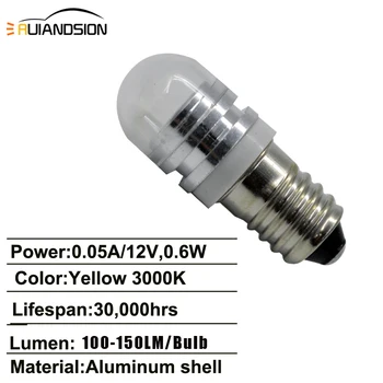 De mare putere 12V Alb Galben 3000K Intrustment Lanterna E10 Șurub Priză Led-uri Auto Bec Lampa Lumina COB 2W universale 2 buc/lot