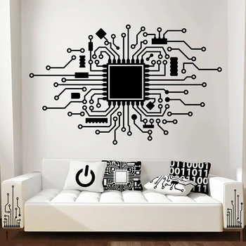 Circuitul de Tehnologie de Calculator Autocolant Perete Cpu Digitale Producător de Muzică Hacker Gamer Perete Decal Dormitor Vinil Decor