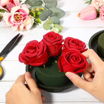 5 Pack DIY Aranjament de Flori Kit Verde Umed Spuma Floral cu Bol, Nunta Culoar de Flori, Decor Petrecere