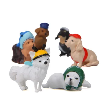6Pcs/lot Zână Grădină de Animale Drăguț Câine Gradina in Miniatura Accesorii Mini Terariu Figurine de Rasina de Artizanat Decor Acasă