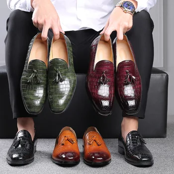 Pantofi barbati casual din piele Franjuri Slip-on pantofi Brogue rezistente la Uzură Partid pantofi de Designer 2020 Nou Soft