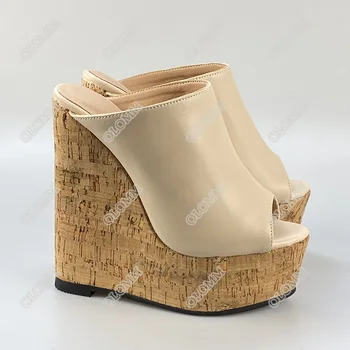 Olomm Noi Femeile Platforma de Catâri Sandale cu Toc Sandale Superbe Nud Alb Petrecere Pantofi Femei, Plus Dimensiune 5-20