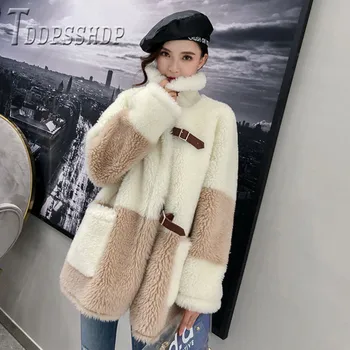 2019 Iarna De Moda De Top Imitație Lambswool Elegant Gros De Îmbrăcăminte Exterioară Cald Mozaic Haina