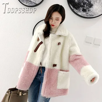 2019 Iarna De Moda De Top Imitație Lambswool Elegant Gros De Îmbrăcăminte Exterioară Cald Mozaic Haina
