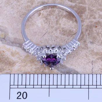Minunat Violet Cubic Zirconia Albe CZ Placat cu Argint Bijuterii Femei Dimensiunea Inel 6 / 7 / 8 / 9 R0664