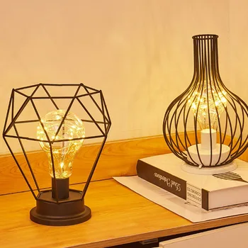 Lampă De Masă Cu Diamant Interior Minimalist Decor Lampa Nordic Din Fier Forjat Modelare Sticlă De Vin Roșu Hip Balon Lumini Decorative