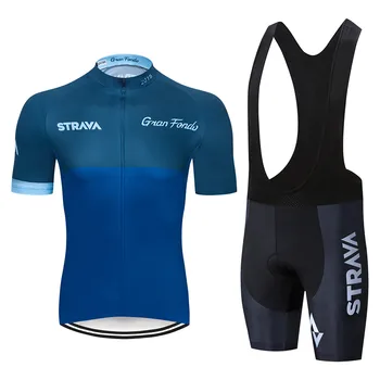2019 STRAVA Cycling Clothing cu Bicicleta Jersey iute Uscat Biciclete Haine Barbati Vara Echipa de Ciclism Tricouri 20D Biciclete pantaloni Scurți Set