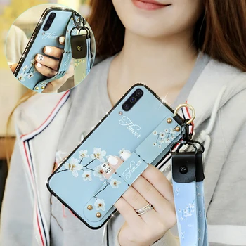 Portabil florale agățat de gâtul curea doamna titularul caz de telefon pentru Samsung Galaxy A70 A50 70 50 A705 A505 moale TPU acoperă coque