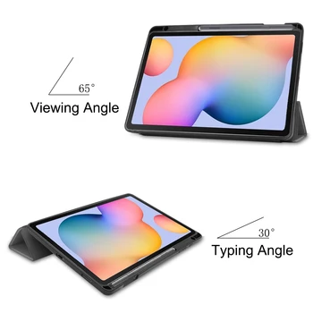 3-Suport Pliante Caz Shell Pentru Samsung Galaxy Tab S6 Lite 10.4 SM-P610 P615 P617 Cu Creion de Presă Inteligent Trifold Tableta