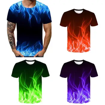 2020 Flacără de Foc Grafic Barbati tricou de Moda de Vară cu mânecă Scurtă 3D Rotund Gât Topuri de Fum Element la Modă Tricou Barbati Haine