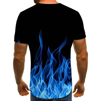 2020 Flacără de Foc Grafic Barbati tricou de Moda de Vară cu mânecă Scurtă 3D Rotund Gât Topuri de Fum Element la Modă Tricou Barbati Haine