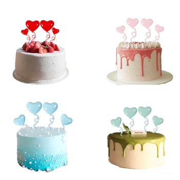 4buc/Set Inima în Formă de Cupcake Tort Fân Autocolant, Steag Copilul de Duș Nuntă, zi de Naștere Petrecere de Ziua Îndrăgostiților Decor Consumabile