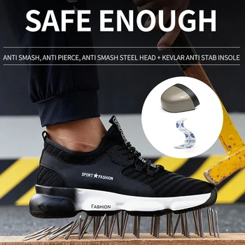 Munca Adidași Ușor Barbati Pantofi de Lucru Cizme de Siguranță Anti-puncție Cizme de Munca Barbati Anti-sparge Industriale Pantofi Plus Dimensiune 45 46