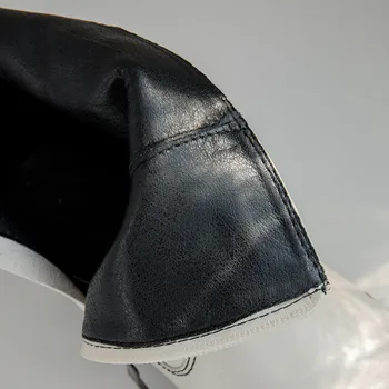 2019 Moda De Iarnă Fermiera Cizme Femei Pantofi De Vest Cowboy Glezna Cizme A Subliniat Toe Din Piele Negru Pantofi Femei Cu Toc De Boot