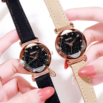 Vinde FIERBINTE Doamnelor Femei Cerul Înstelat din Piele Brand de Lux Cuarț Încheietura Ceasuri cu Diamante Reloj Mujer Zegarek Damski Relojes Para Mujer