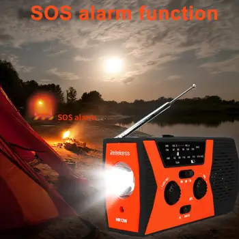 Retekess HR12W Manivela Solare Radio de Urgență Display Digital FM SUNT NOAA SOS Lanterna Lampa de Citit pentru Camping Familie