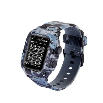 Pentru Apple Watch Seria 5 4 3 2 Caz Camuflaj Silicon pentru iWatch 42mm 44mm rezistent la apa rezistent la Socuri Caz Acoperire Set Curea de