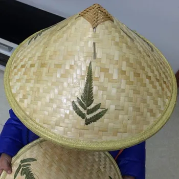 Bambus țesute pălărie de paie țesute de Mână pălărie de paie 36 cm diametru călătorie pălărie de ploaie dans recuzită con palarie de soare pentru copii pentru adulti