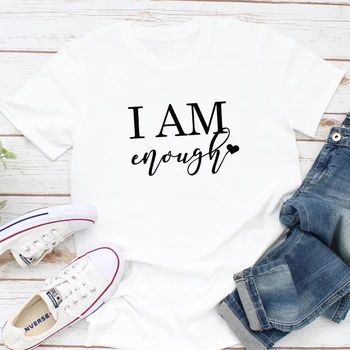 Femeile Motivaționale Grafic Teuri Topuri Sunt Suficient de Inima Print T-shirt Casual Unisex Pozitiv Creștin Isus Tricou