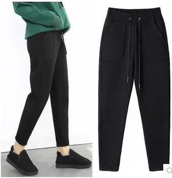 Lână pantaloni harem, morcov pantaloni, femei toamna și iarna nou stil liber gros casual pantaloni trunchiate WTP223