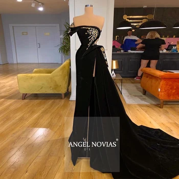 Angel Novias Lungă Și Neagră Pe Un Umăr Arabă Abendkleider Rochie De Seara 2020 Rochie De Petrecere Vestidos De Noche