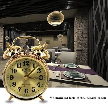 Retro Aur Mecanice Ceas Cu Alarmă Vintage Manual De Vânt Ceas De Metal Snooze Ceas De Masa Decor Acasă