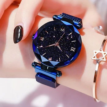 Moda Cerul Înstelat Femei Ceasuri De Lux Pentru Femei Rochie Magnetic Plasă De Trupa Cuarț Ceas Reloj Mujer Zegarek Damski