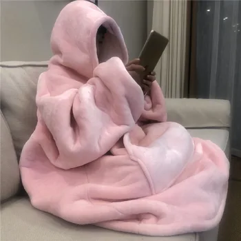 Gros de iarna Confortabil, TV Pătură Tricou Solid Cald cu Gluga Pătură Adulți și Copii Fleece Ponderat Pături pentru Paturi de Călătorie