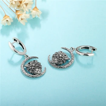 Black Moon Owl Picătură cercei design argint 925 doamnelor minunate bijuterii de înaltă calitate, cel mai frumos cadou en-gros