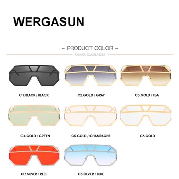 WERGASUN Supradimensionat ochelari de Soare Femei poligon ochelari de Soare Vintage brand de Lux Retro Square Mens ochelari de soare uv400