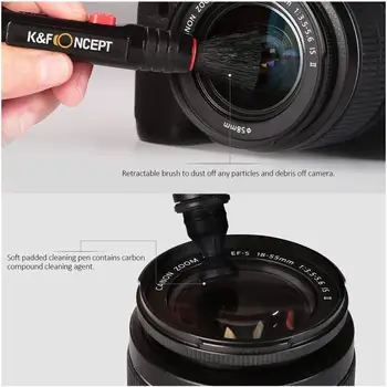 K&F Concept set de curățare pentru aparat de fotografiat și lentile 5 in 1 perie de curățare burduf microfibra lavete de curățare hârtie goală sticla cu pulverizator