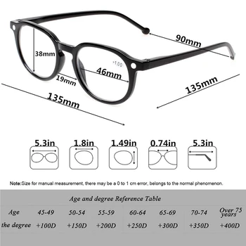 Moda rotund ochelari cadru arc balama design bărbați și femei în timpul liber citesc ochelari dioptrii 0.5 1.75 2.0 3.0 ....