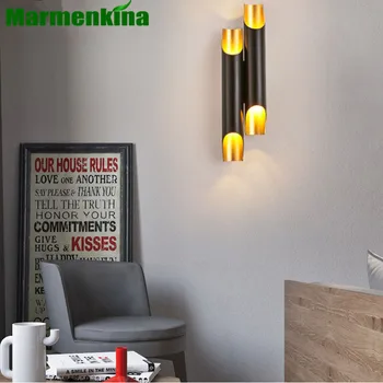 Postmodern țeavă de aluminiu de perete decorative lampa creative living, dormitor, coridor, culoar hotel perete negru lumina, E27 220V 110V