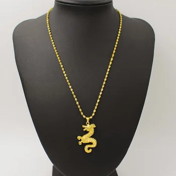 Aur pur de Culoare Dragon Pandantiv Coliere pentru Femei Barbati cu Aur de 24k Umplut Bijuterii Mascota Ornamente Simbolul Lucky Cadouri