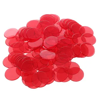 100buc Clar de Plastic de culoare Roșie Chips-uri de Bingo 1.9 cm