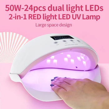 Gel UV LED 50w Lampa de Unghii Nail Dryer 50W Dual Lumină Roșie pentru a Vindeca Toate Tipurile de Adeziv Gel Polish Mașină de Lampa Șirag de mărgele 30 60 90