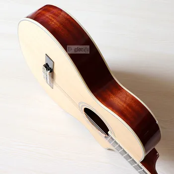 Grad înalt masiv de molid, lemn de sus subțire corp de 40 inch chitara clasica secțiune de 6 șir de înaltă luciu de chitara pentru incepatori culoare naturala