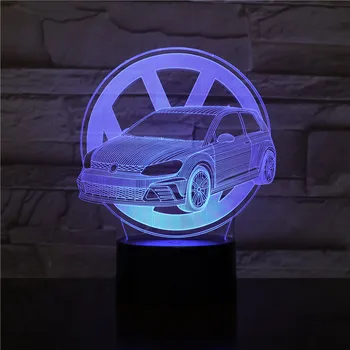 3D Iluzie Vizuală Lumina de Noapte VW Sedan 3D Lampa de Cadouri pentru Copii Patul de Dormit Lumini RGB Muti-color Led Lanterne Moale Bec