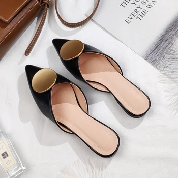 De Vară 2020 Noua Moda Baotou Papuci de casă Papuci de Femei a Subliniat Plat Leneș Purta o Pedala de Catâri Pantofi