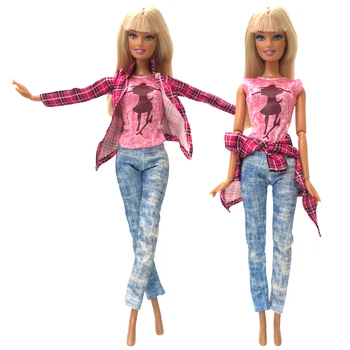 NK 5 Buc/Set Papusa Rochie Handmade, Haine Pantaloni de Costum de Moda Fusta Pentru Papusa Barbie Accesorii Copilului Jucarii Fete Cadouri 031ADZ