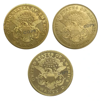 Statele unite ale americii Douăzeci de Dolari 1875 1875 1875 S CC 3 Buc un pachet vândut de monede de Aur din Alamă Colecție Copia Fisei