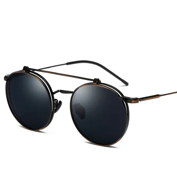 JackJad Epocă SteamPunk Metal Rotund Stil de ochelari de Soare POLARIZAT Flip cu Clapeta de Design de Brand Ochelari de Soare Oculos De Sol 2772