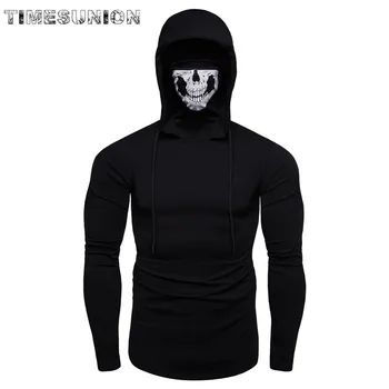 2020 Nou mens întinde de fitness pentru bărbați ninja uniformă hanorac cu mâneci lungi T-shirt call of duty masca craniu de înaltă calitate, cu mâneci lungi