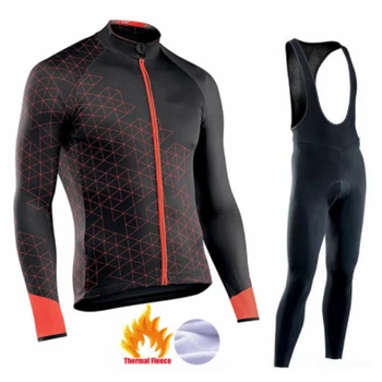 2020 Iarna Termică pentru Bărbați Fleece Echipa Uniformă Set Haine de Ciclism Jersey Costum Sport Bicicleta MTB Imbracaminte Salopete Pantaloni Cald Seturi