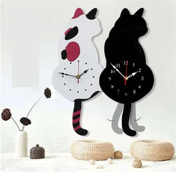 Creative Ceas de Perete Pisica Obraznic dau din Coada Vii DIY Living Home Decor de Perete Ceasuri de Moda Copii Cadou Amuzant Pisica Jucarii