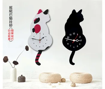 Creative Ceas de Perete Pisica Obraznic dau din Coada Vii DIY Living Home Decor de Perete Ceasuri de Moda Copii Cadou Amuzant Pisica Jucarii