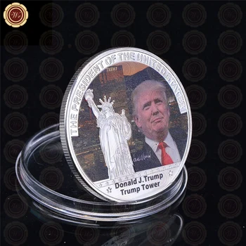 WR Vânzare Fierbinte Provocare de Colectare de Monede 40*3 mm Placate cu Argint de-a 45-statele UNITE ale americii, Președintele Donald Trump Monedă Ediție Specială Cu Cutie de Cadou