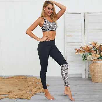 2 bucată fără sudură yoga set Leopard sexy antrenament set de fitness purta sport femei sutiene si leggins set haine de antrenament pentru femei