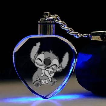 Disney Stitch Inima de Cristal în Formă de Desene animate Breloc cu Pandantiv cu LED-uri baieti si fete Cadou de Ziua jucării haine papusa