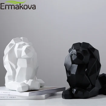 ERMAKOVA Moderne Abstracte Leu Sculptura Rășină Animal Statuie Figurine Geometrice Stil Desktop Acasă Decor de Birou